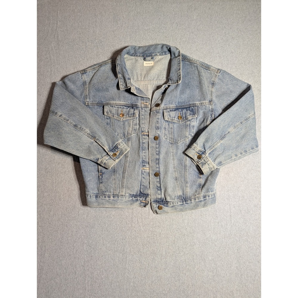 Mono B Light Wash Denim Jacket Oversized Cotton Trucker Blue KJ11653 Small